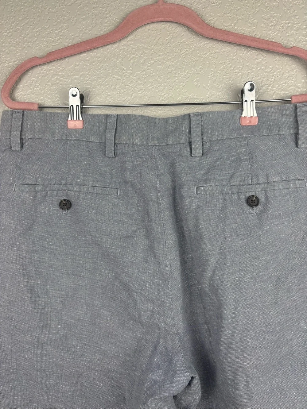 Banana Republic Emerson Short Men's 34 Light Blue Chambray Linen Cotton Chino